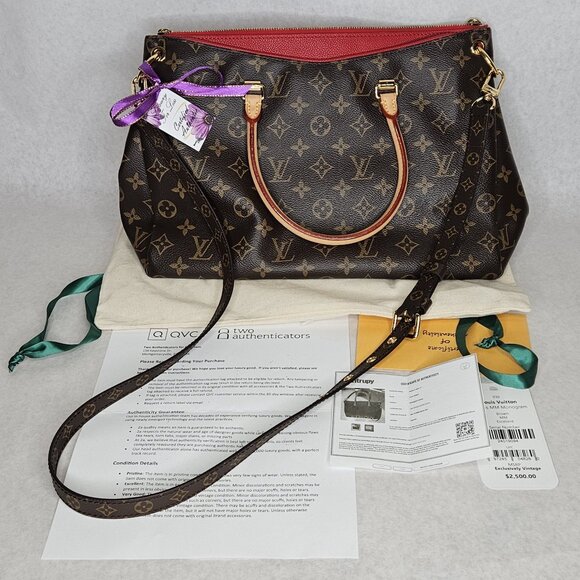 Louis Vuitton Monogram Pallas MM Cherry Red Purse Handbag with Monogram Strap - Picture 1 of 16